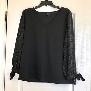 Black Ann Taylor Blouse With Bow Sleeves